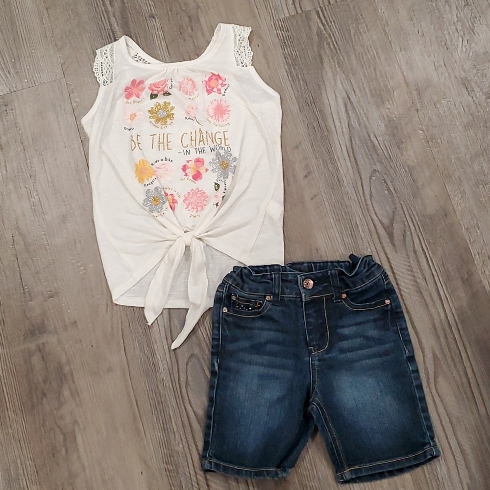 Belle Du Jour/Cherokee Flower Tanktop with Matching Board Shorts Size Small
